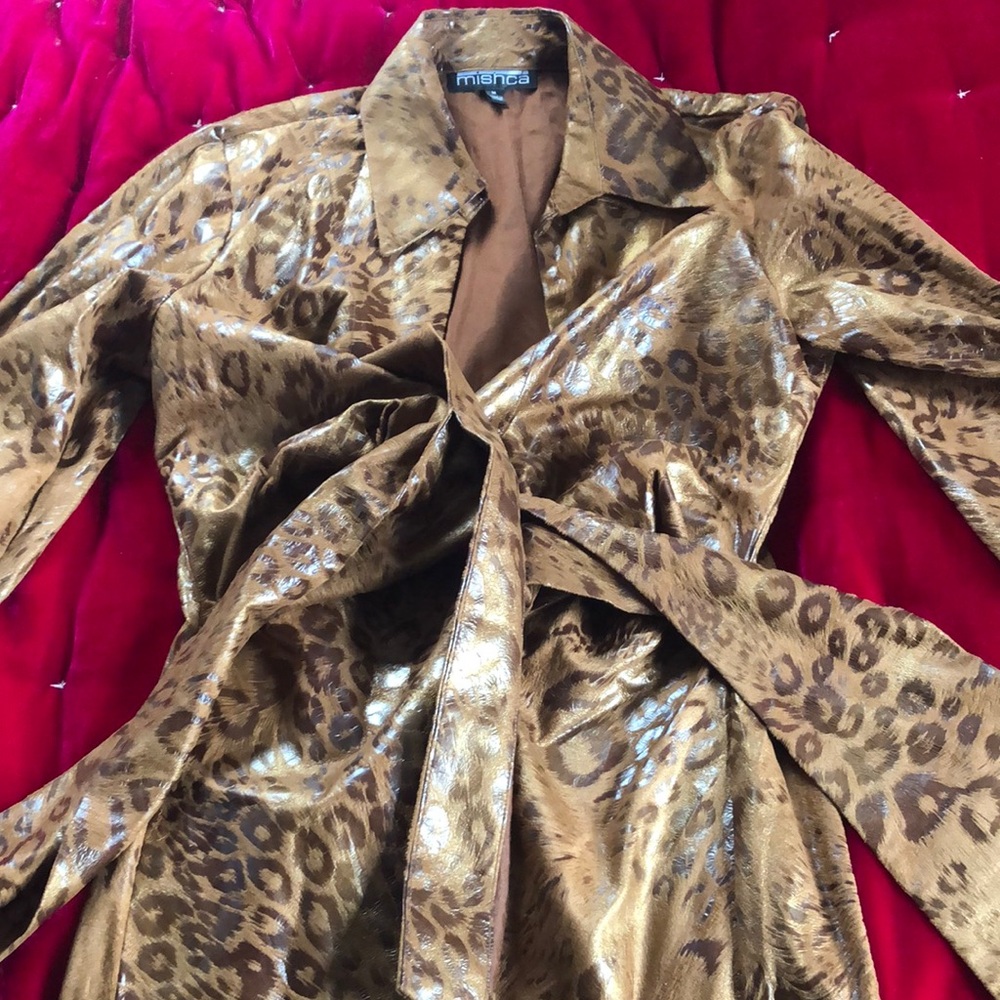 Shiny Leopard Print Gold Jacket